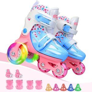 Kids Cute Pink Quad Roller Skate 3-point Balance Roller Shoes For Beginners